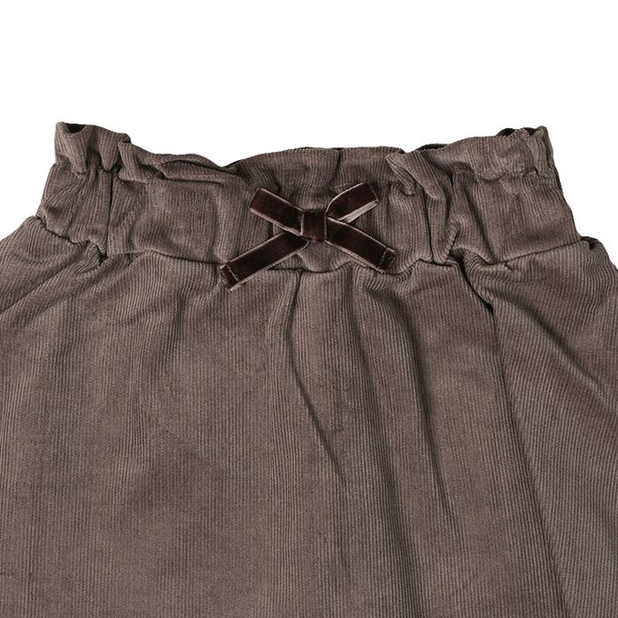 akachan honpo - 假兩件裙褲-超細燈芯絨-咖啡色