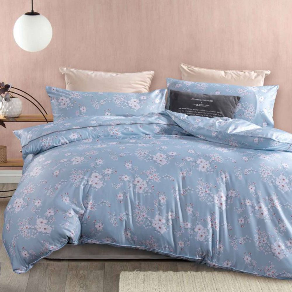 3M法式天絲 床包兩用被組-榕白花