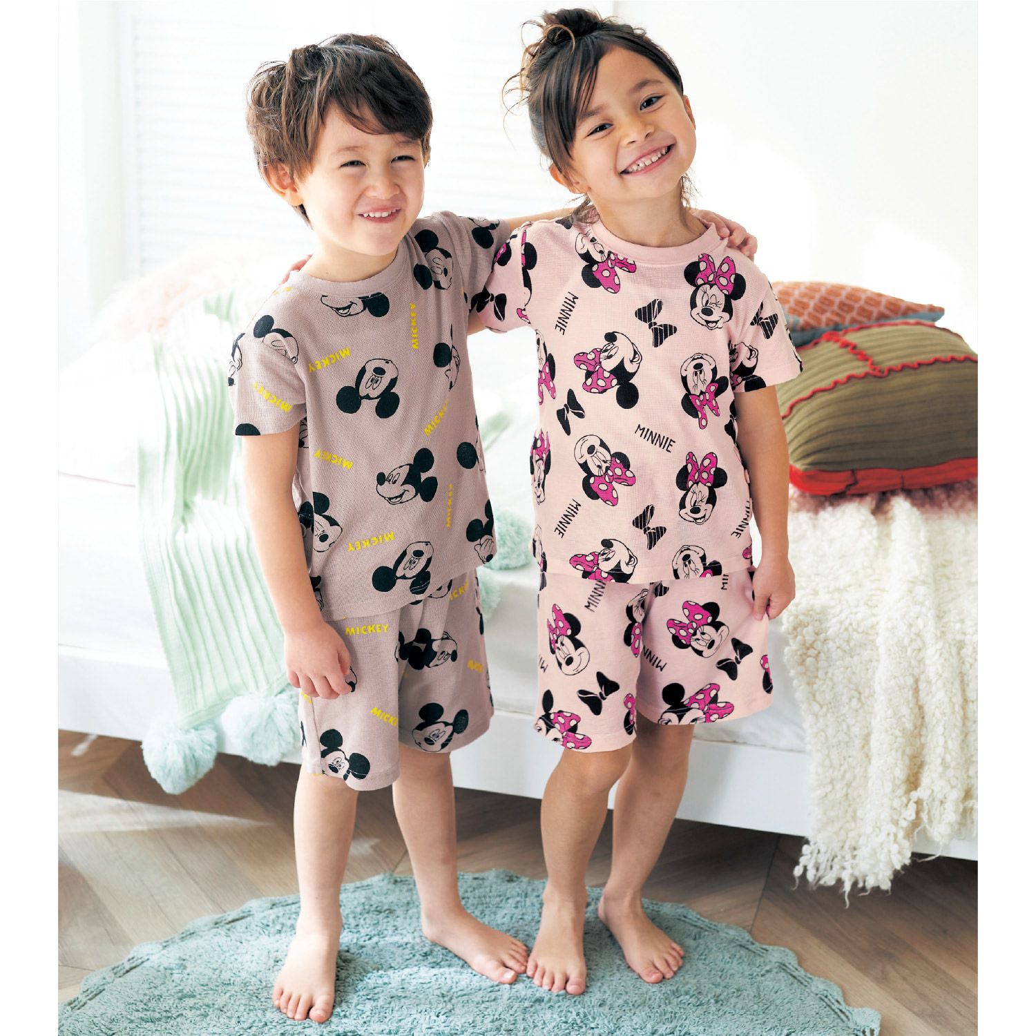 日本千趣會 - 迪士尼印花舒適短袖家居服-滿版米奇-可可棕