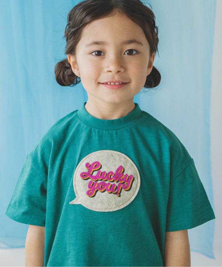 日本 BREEZE - 彩色標語短袖上衣-寶石藍