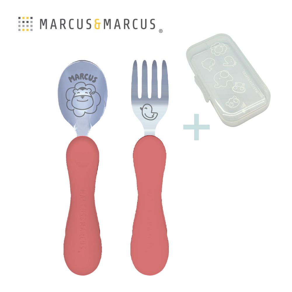 兒童防滑易握學習叉匙組含盒-粉彩獅子