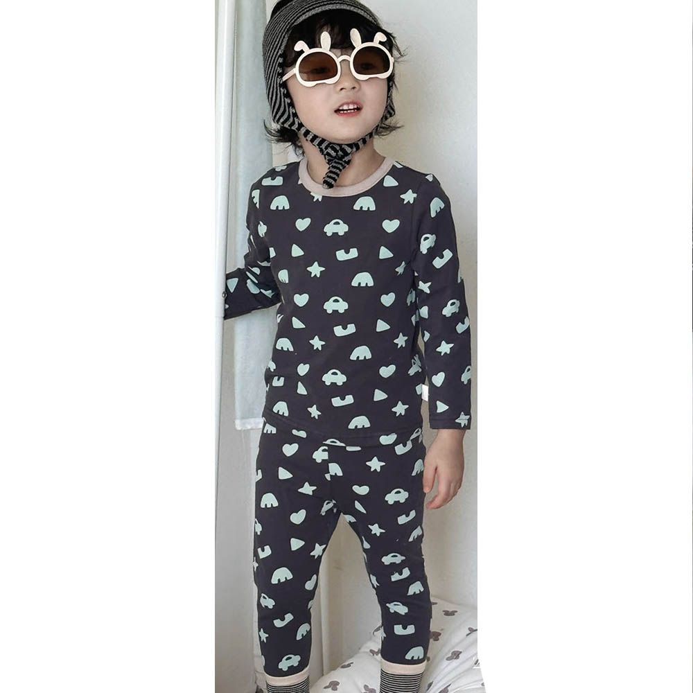 柔棉童趣印花長袖家居服套裝-幾何圖形