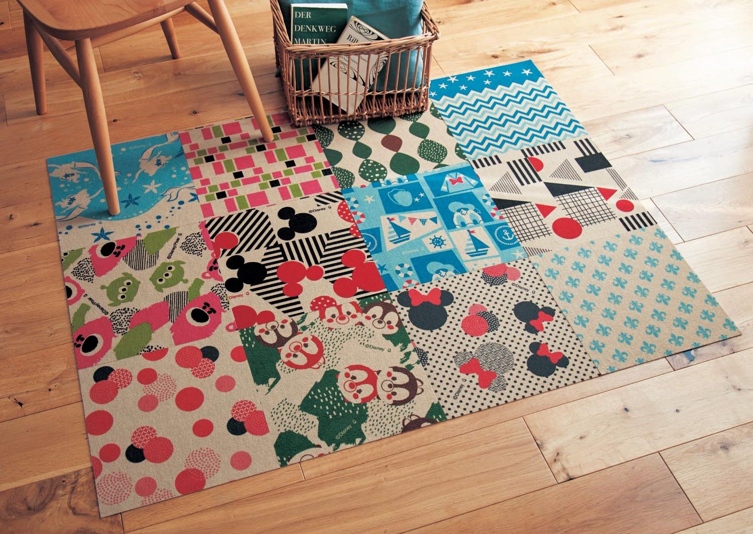 日本千趣會 - 迪士尼 日本製室內輕薄地毯(可機洗)-愛麗絲 (30x30cm)-各色2枚(共6枚)