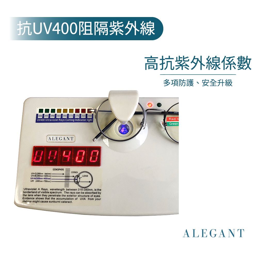 ALEGANT - 個性玩色復古透視感天際灰TR90輕量幾何方框UV400濾藍光眼鏡