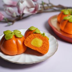 美姬饅頭 - 事事如意柿子造型奶黃包-6入-50g/顆-6入-50g/顆