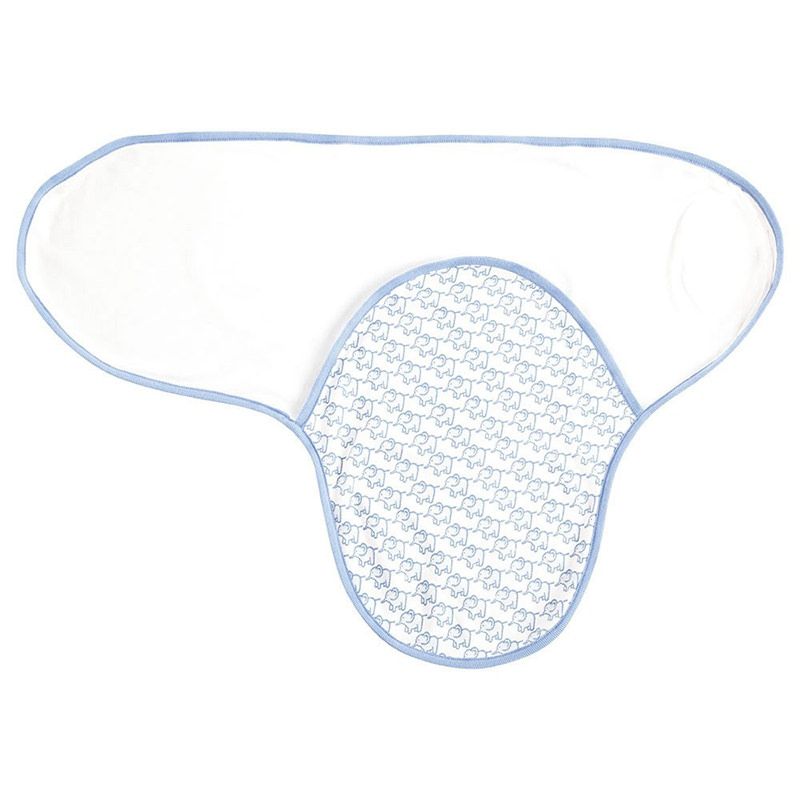 英國 JoJo Maman BeBe - 100%純棉懶人包巾(可包覆肚子/雙腳)-淺藍大象