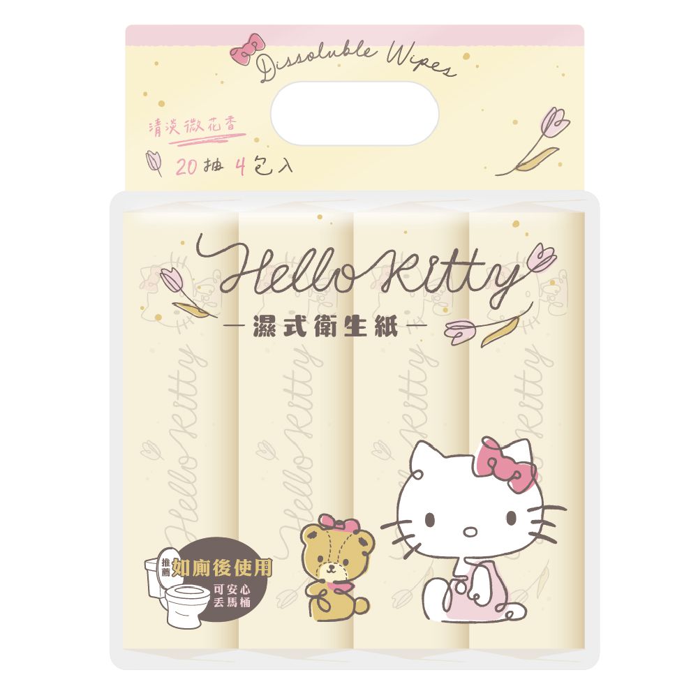 HELLO KITTY - Hello Kitty濕式衛生紙-20抽×4包(箱購)-12組/箱
