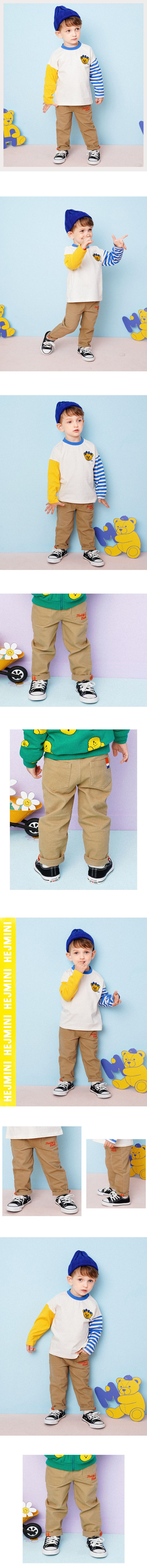 韓國 HEJMINI - 刺繡英倫熊鬆緊腰長褲