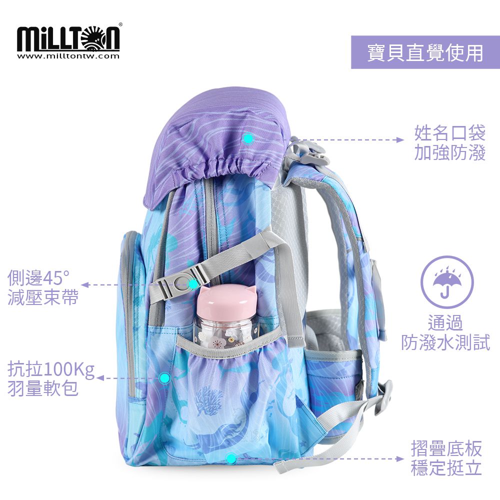 軍規雙軸護脊書包｜藍紫人魚Sweety Mermaid｜24L 720g