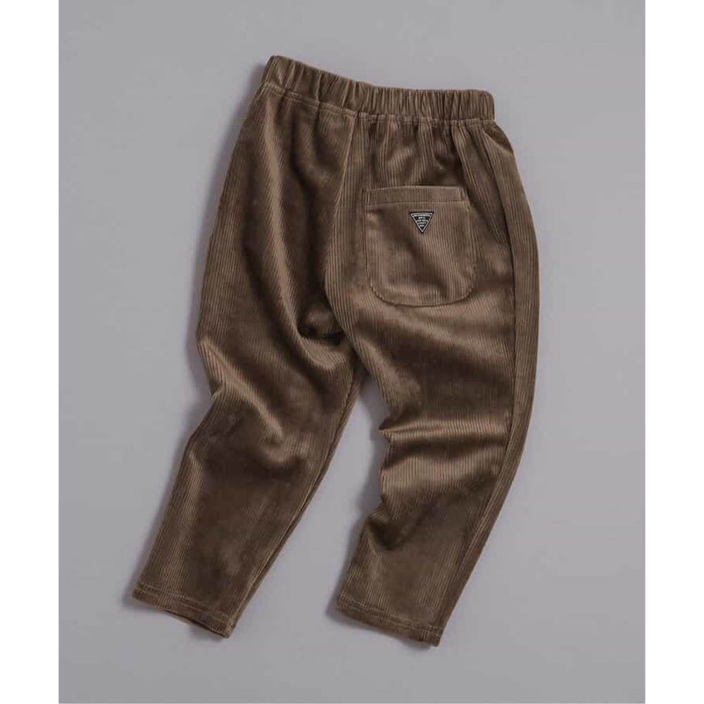 季節感舒適絨面直筒長褲-摩卡棕