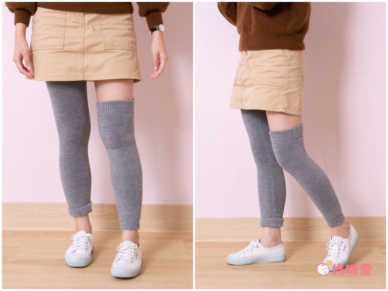 日本女裝代購 - 日本製 內刷毛保暖襪套-長度46cm-時尚黑 (F)