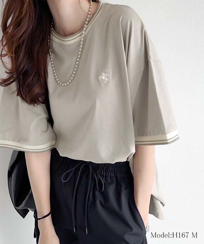 日本 Classical Elf - Java 100%天竺棉 刺繡舒適短袖上衣-煙燻綠