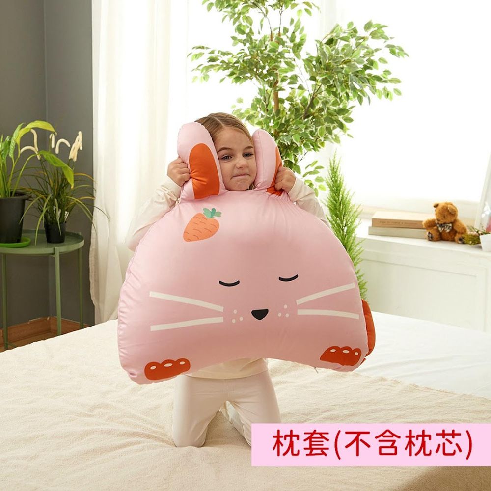 韓國 Hello HiZoo - 手工製動物夥伴防蟎抗菌兒童枕套-粉紅兔 (70x50cm)