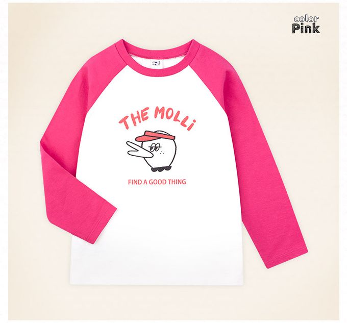 韓國 mollimelli - 厭世尖嘴鳥圓領長袖上衣-黑X白