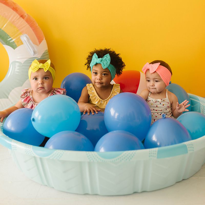 美國baby bling - 純手工超彈/極細緻輕柔/無束縛感蝴蝶結髮帶/髮飾_雙面可戴印花款-春華 (0-5歲適用)