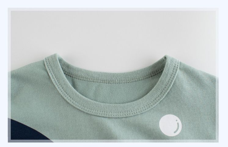 純棉短袖上衣-呆呆鯊魚-灰綠色