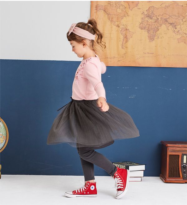 麗嬰房 Little moni - 假兩件網紗蓬裙褲-鐵灰