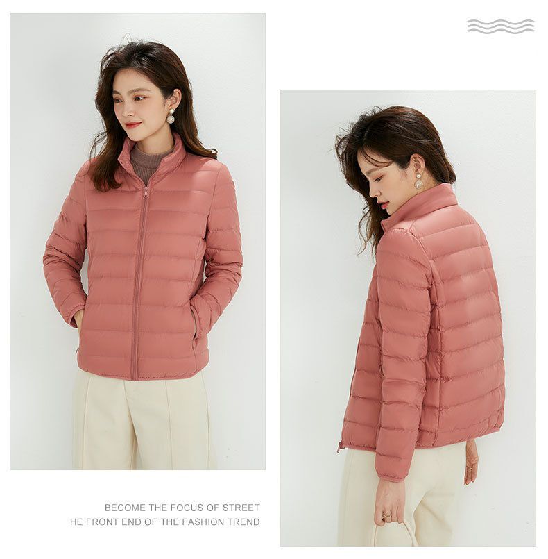 成人輕薄立領羽絨外套(女款)-淺灰色