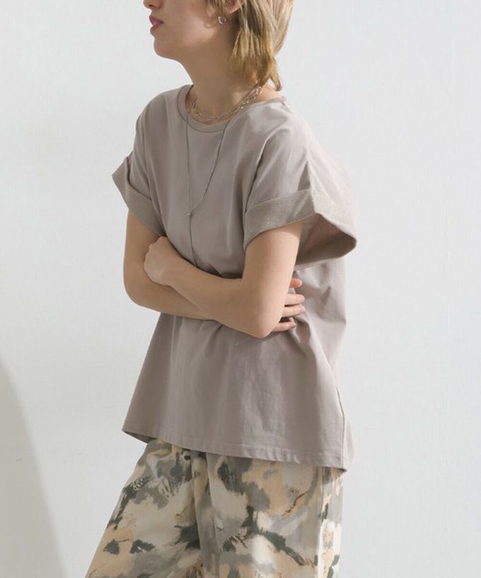 日本 le colis - 光澤滾邊舒適休閒法式袖上衣-白