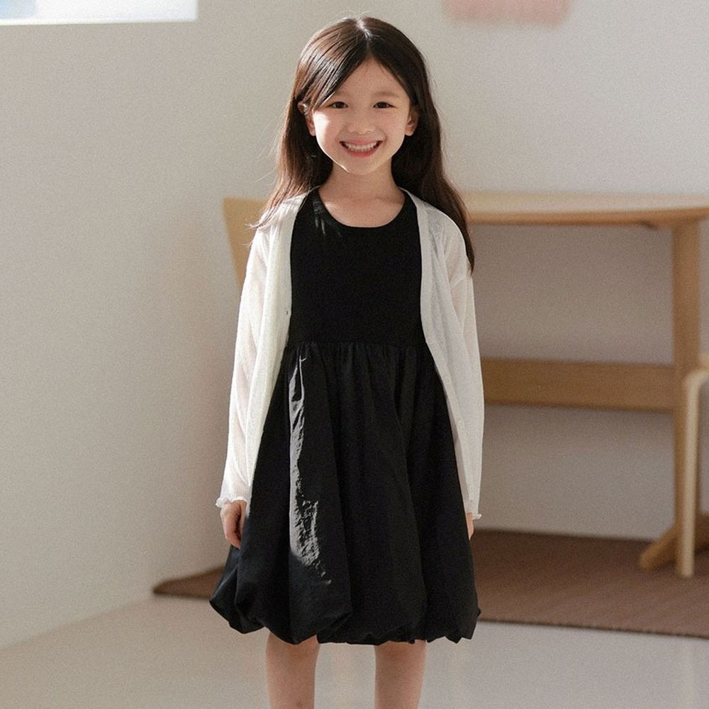 可愛氣球蓬鬆感背心洋裝-黑