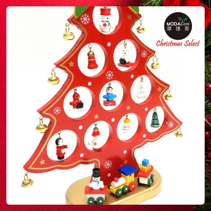 MODACore 摩達客 - 繽紛耶誕創意DIY小吊飾木質聖誕樹組（紅色款）-聖誕禮物擺飾