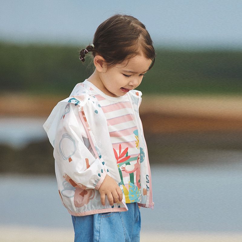 輕薄防風連帽外套-動物樂園-藍色