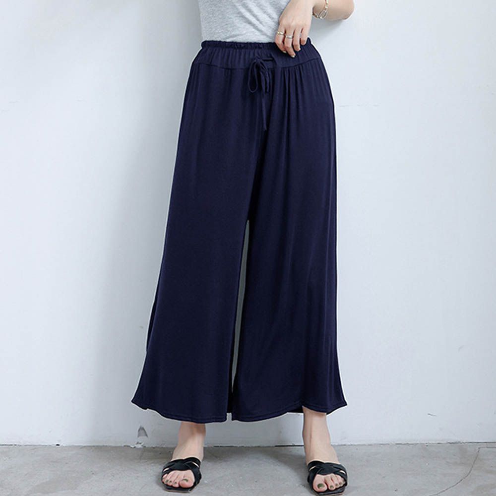 超修飾莫代爾彈力九分褲-藏青色 (F)