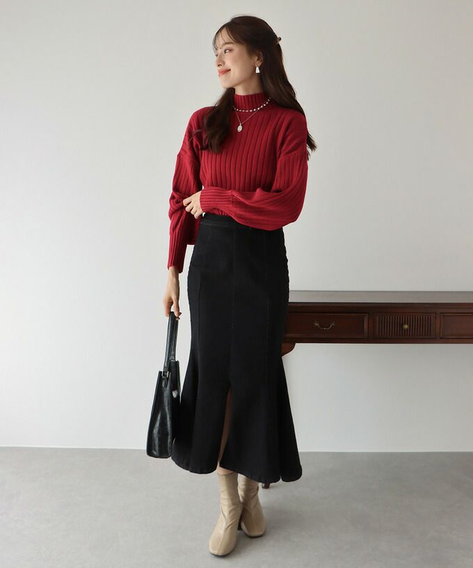 日本 BLUE EAST - 百搭坑條立領針織毛衣-水藍