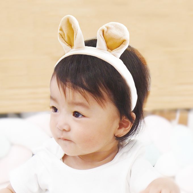 akachan honpo - 嬰兒防護枕背包-兔子-象牙白色