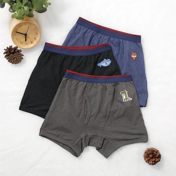 貝柔 Peilou - 天絲棉舒膚平衡童男平口褲-貼布繡-鯊魚-黑