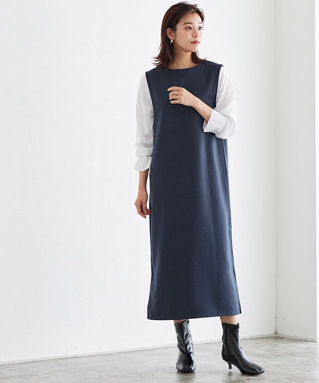 日本 Pierrot - 優雅氣質深V背心裙/洋裝-摩卡