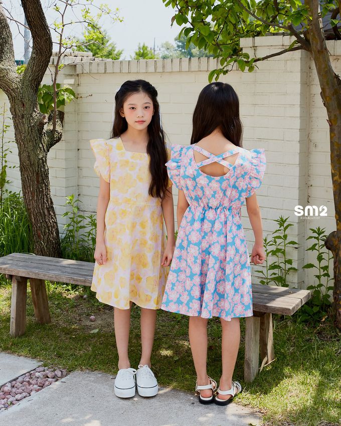 韓國 sm2 - 花朵印後背交叉背心洋裝-粉花