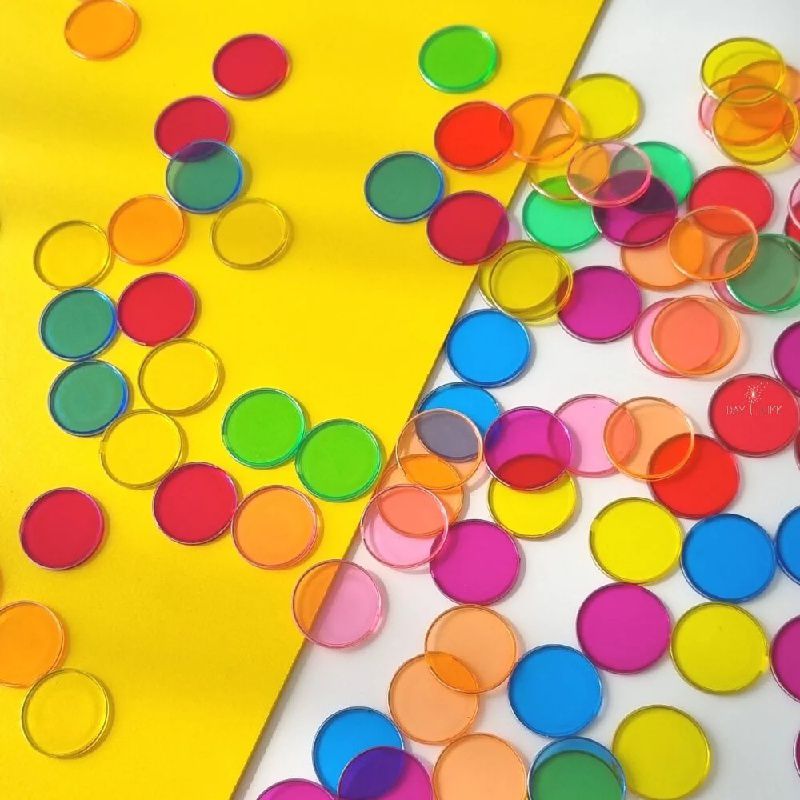 玩玩 Play - 韓國透明彩色芯片磁條組-磁鐵圓片約100片、磁棒*1(不挑色）