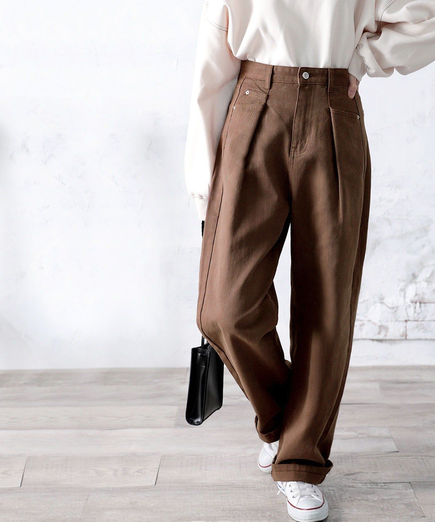 日本 Classical Elf - [熱銷NO.1]  舒適顯瘦打褶長褲-黑