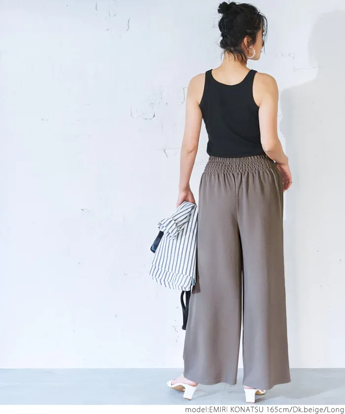 日本 COCA - 速乾彈性 垂墜感修身寬褲-灰棕