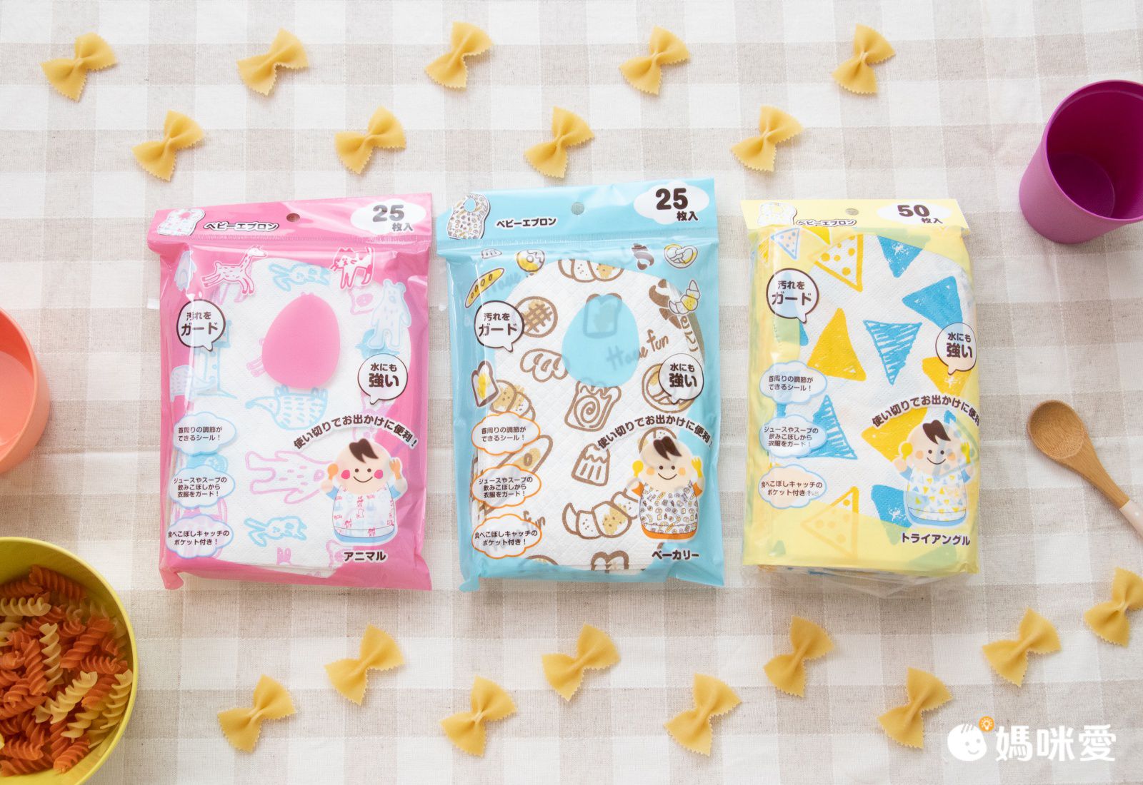 akachan honpo - 拋棄式嬰幼兒圍兜25片入-麵包-34×23cm