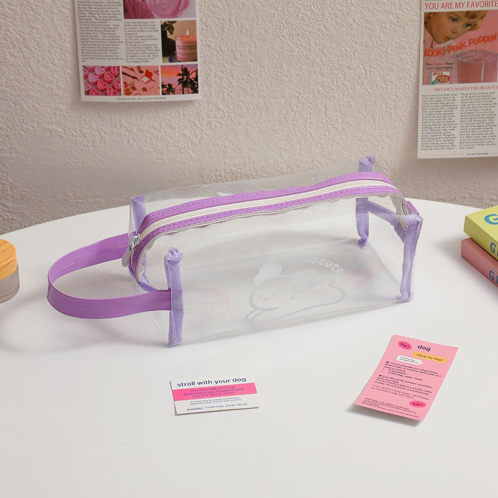 防水果凍透明收納袋/化妝包-紫色 (19.5×10×8cm)
