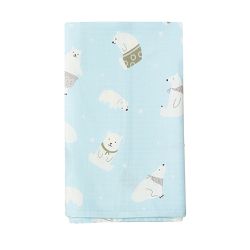 JOYNA - 多功能棉紗蓋被 薄款嬰兒被 純棉透氣包巾 嬰兒床床單-夢幻北極熊 (125*125cm)