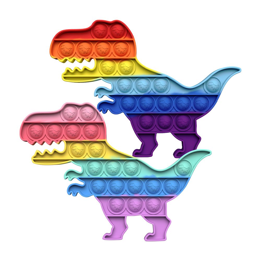 3入-滅鼠先鋒彩虹泡泡板 按壓玩具 可當杯墊-恐龍+隨機2入