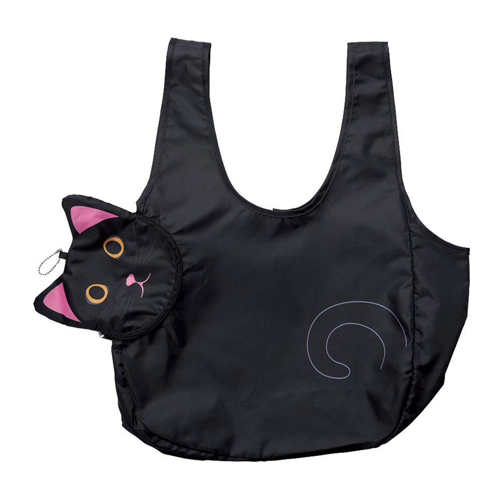 日本 Seto Craft - 動物造型隨身購物袋/環保袋-黑貓 (28.5L)
