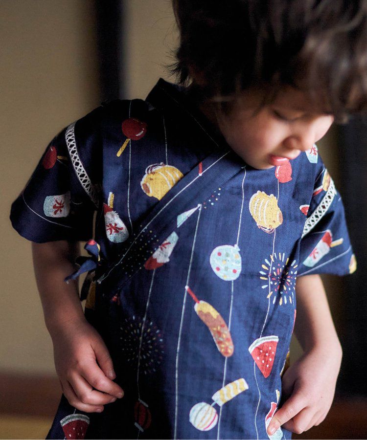 日本 apres les cours - 季節限量！清新可愛二件式甚平-彩虹西瓜-米白