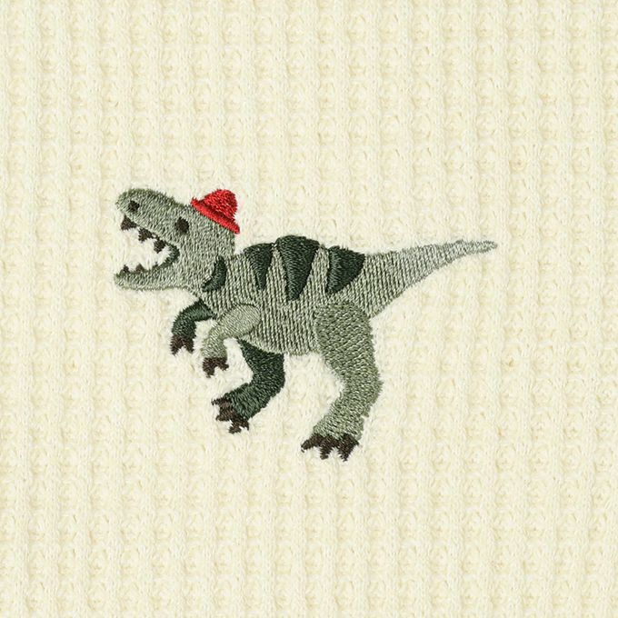 akachan honpo - 長袖裏起毛華夫格T恤-撞色袖-象牙白色