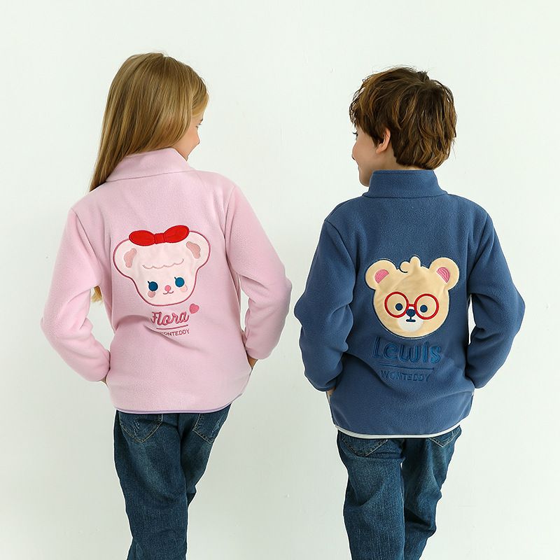 MAMDADKIDS - 搖粒絨保暖外套-小熊-粉色