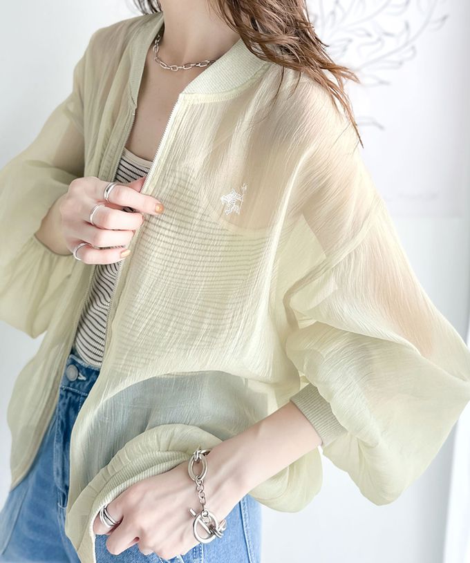 日本 Classical Elf - 輕盈透膚微光澤拉鍊薄外套-黑