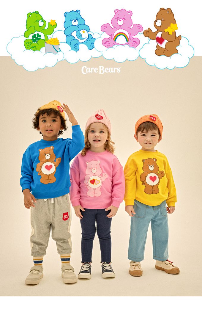 韓國 Care Bears - 聯名款哈囉熊熊圓領大學T-粉