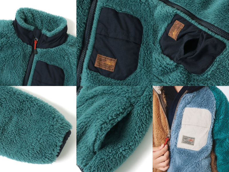 日本 BREEZE - 微立領泰迪熊保暖外套-迷彩-灰綠