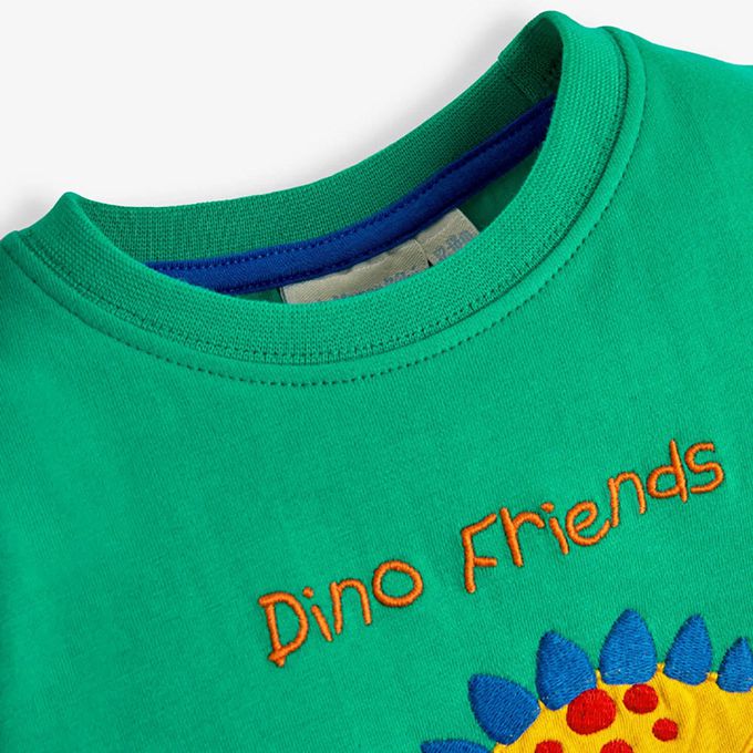 英國 JoJo Maman BeBe - 超優質嬰幼兒童100％純棉短袖上衣/ T-shirt/ 動物T-草食恐龍