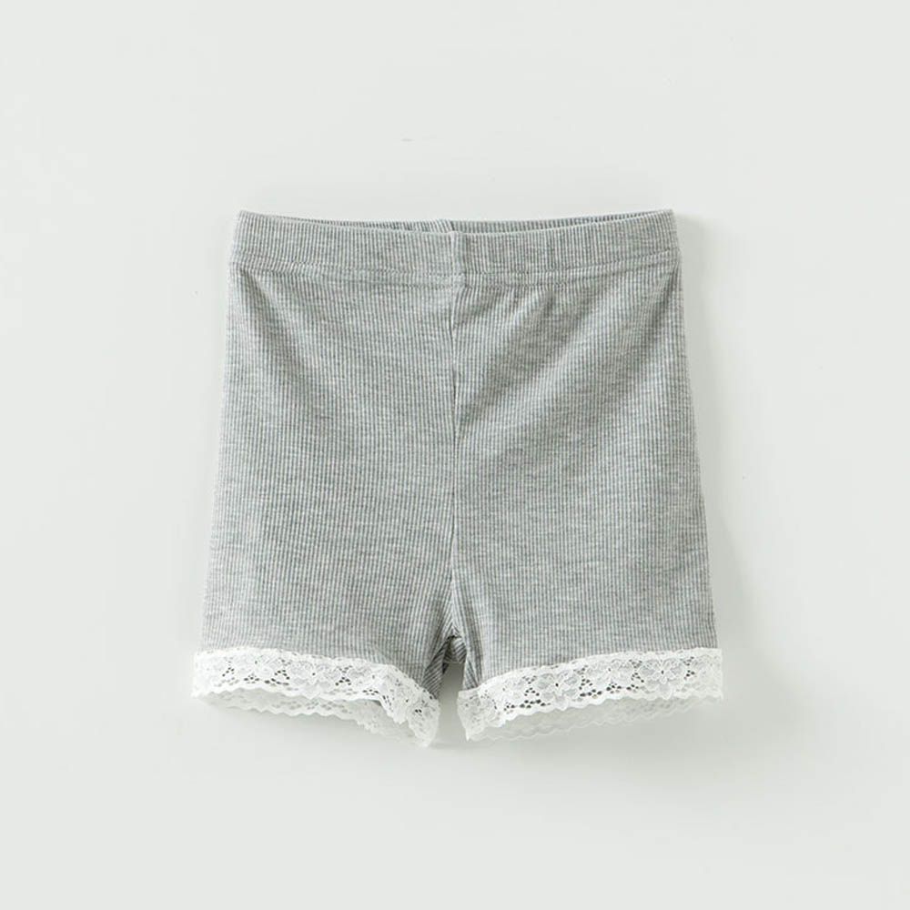 鬆緊腰彈性蕾絲邊安全褲/內搭褲-灰