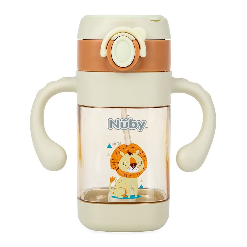 Nuby - PPSU學飲杯(粗吸管)/300ml-棕獅子