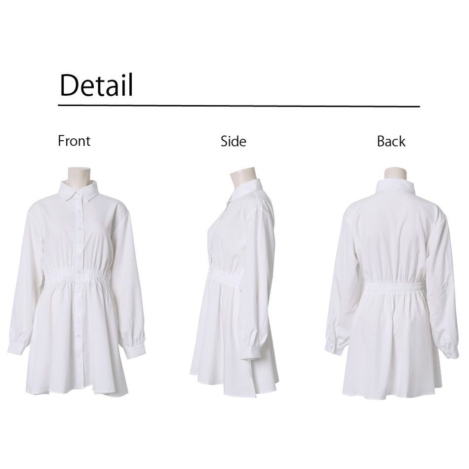 日本 Rejoule - 縮腰設計短版襯衫洋裝-黑 (M(Free size))